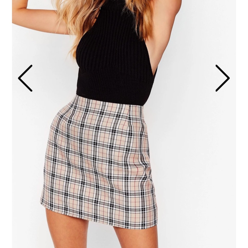 NastyGal Check A Line High Waisted Skirt